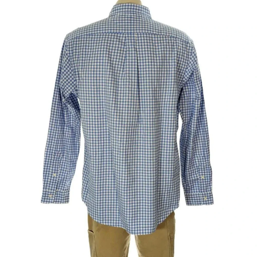 Polo Ralph Lauren Oxford Blue Gingham Custom Fit Men Button Down Shirt Sz XL EUC